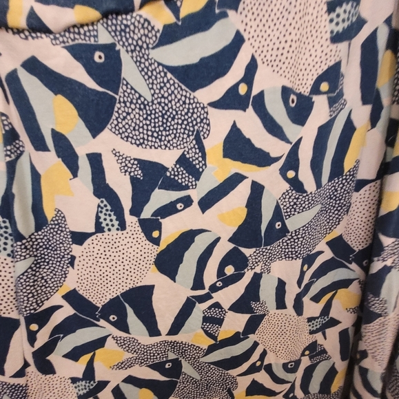 Lands End Yellow Blue Tie Front V-Neck Tropical Fish Dress Size Medium - Picture 4 of 9